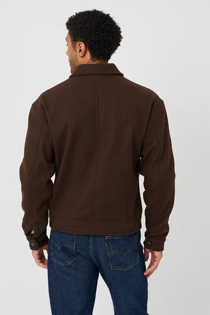 Brave Soul Brown Faux Wool Collared Jacket - Brown Image 2