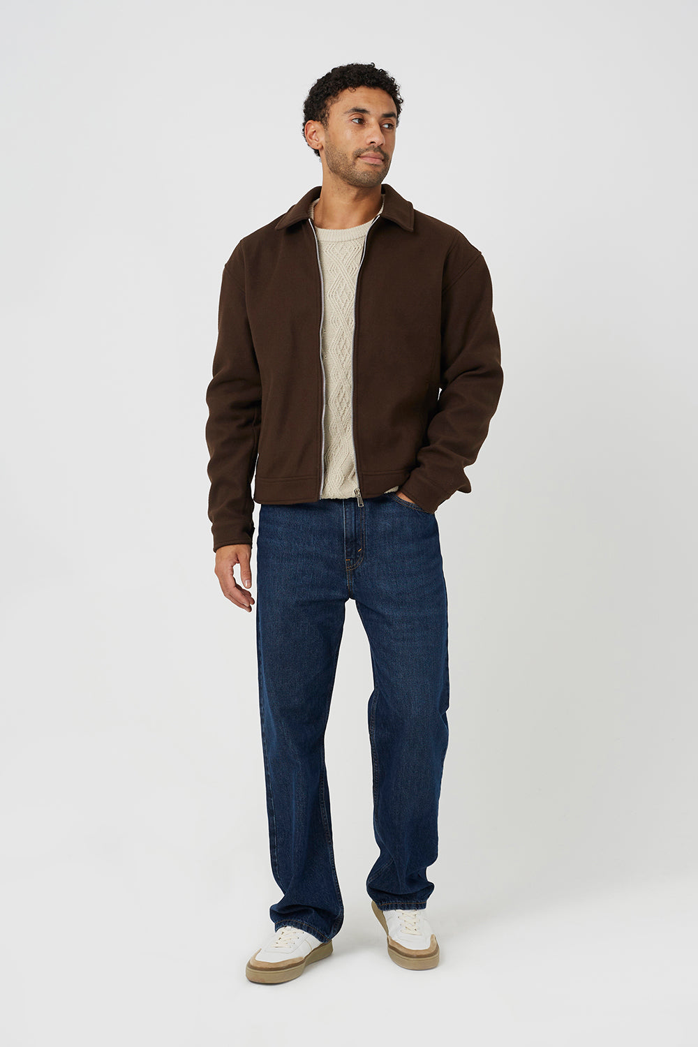 Brave Soul Brown Faux Wool Collared Jacket - Brown Image 3