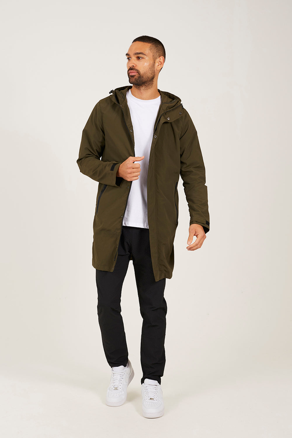 Brave Soul Khaki Lightweight Hooded Parka Jacket - Khaki Image 3