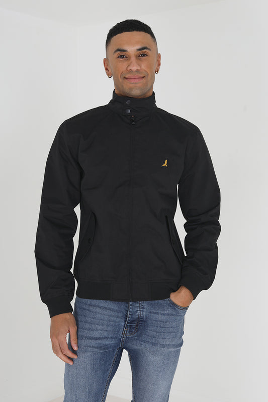 Brave Soul Black Harrington Jacket With Ribbed Cuffs - Black Image 1