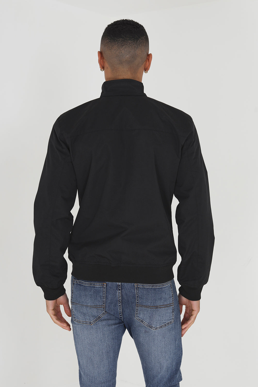 Brave Soul Black Harrington Jacket With Ribbed Cuffs - Black Image 2