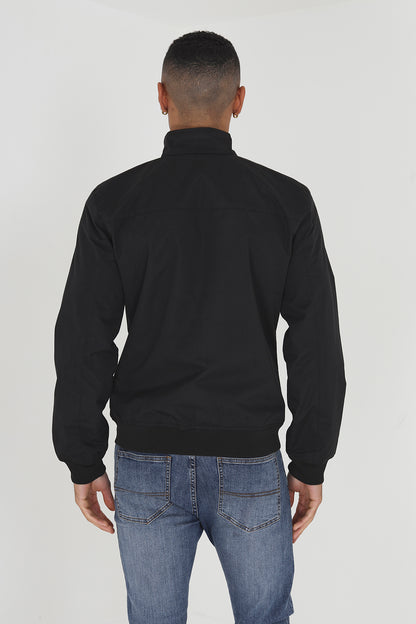 Brave Soul Black Harrington Jacket With Ribbed Cuffs - Black Image 2