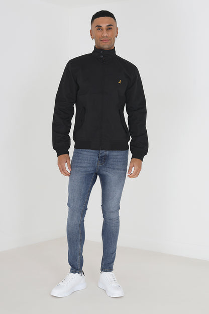 Brave Soul Black Harrington Jacket With Ribbed Cuffs - Black Image 3