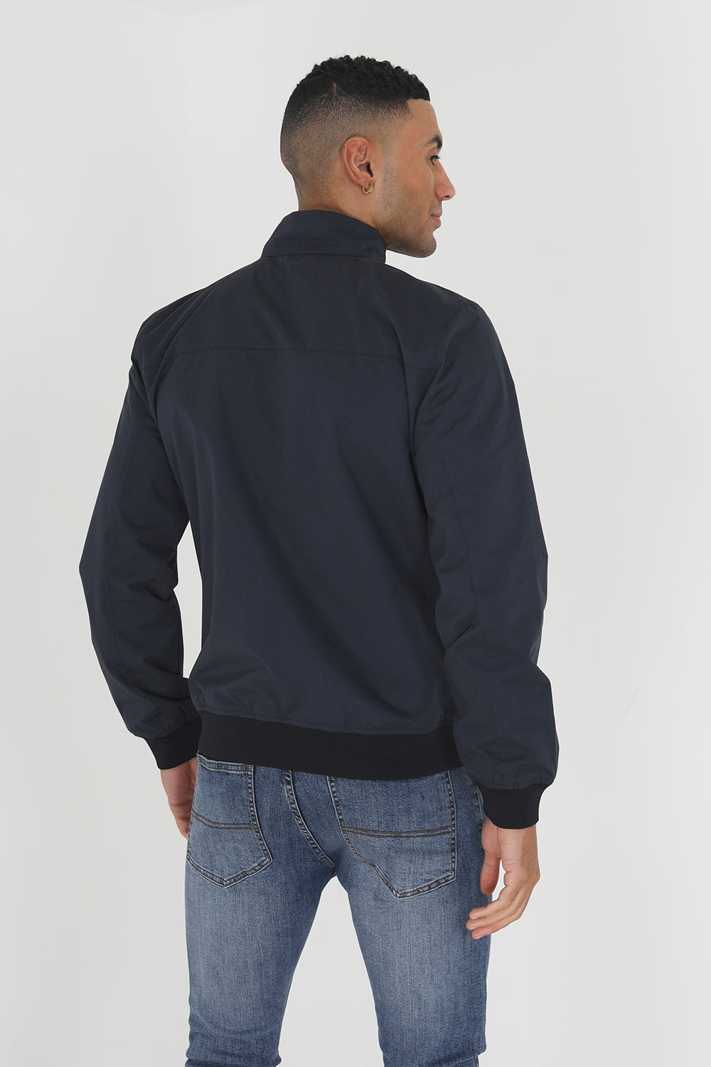 Brave Soul Navy Harrington Jacket With Ribbed Cuffs - Navy Image 2