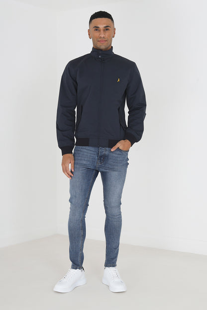 Brave Soul Navy Harrington Jacket With Ribbed Cuffs - Navy Image 3
