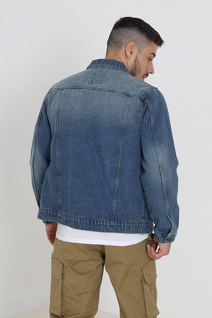 Brave Soul Mid Blue Classic Denim Jacket - Mid Blue Image 2