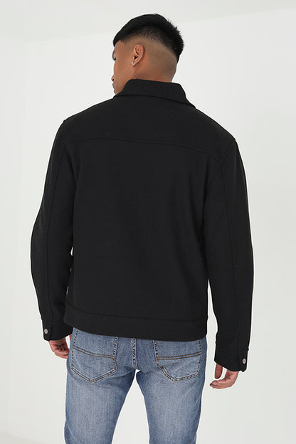 Brave Soul Black Faux Wool Western Style Jacket - Black Image 2