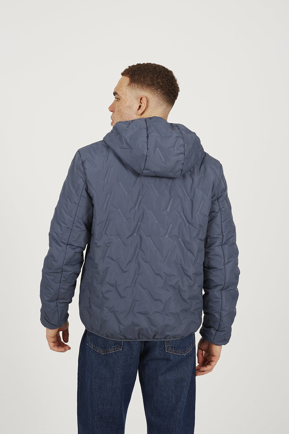 Brave Soul Blue Short Length Hooded Padded Jacket - Blue Image 2
