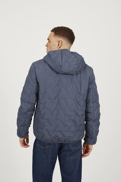 Brave Soul Blue Short Length Hooded Padded Jacket - Blue Image 2