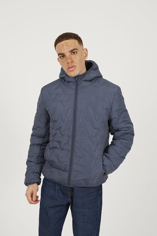 Brave Soul Blue Short Length Hooded Padded Jacket - Blue Image 1