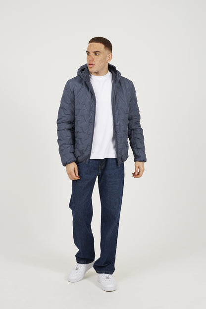 Brave Soul Blue Short Length Hooded Padded Jacket - Blue Image 3