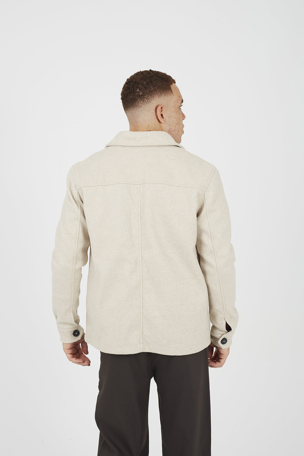 Brave Soul Stone Wool-Look Four Pocket Shacket - Stone Image 2