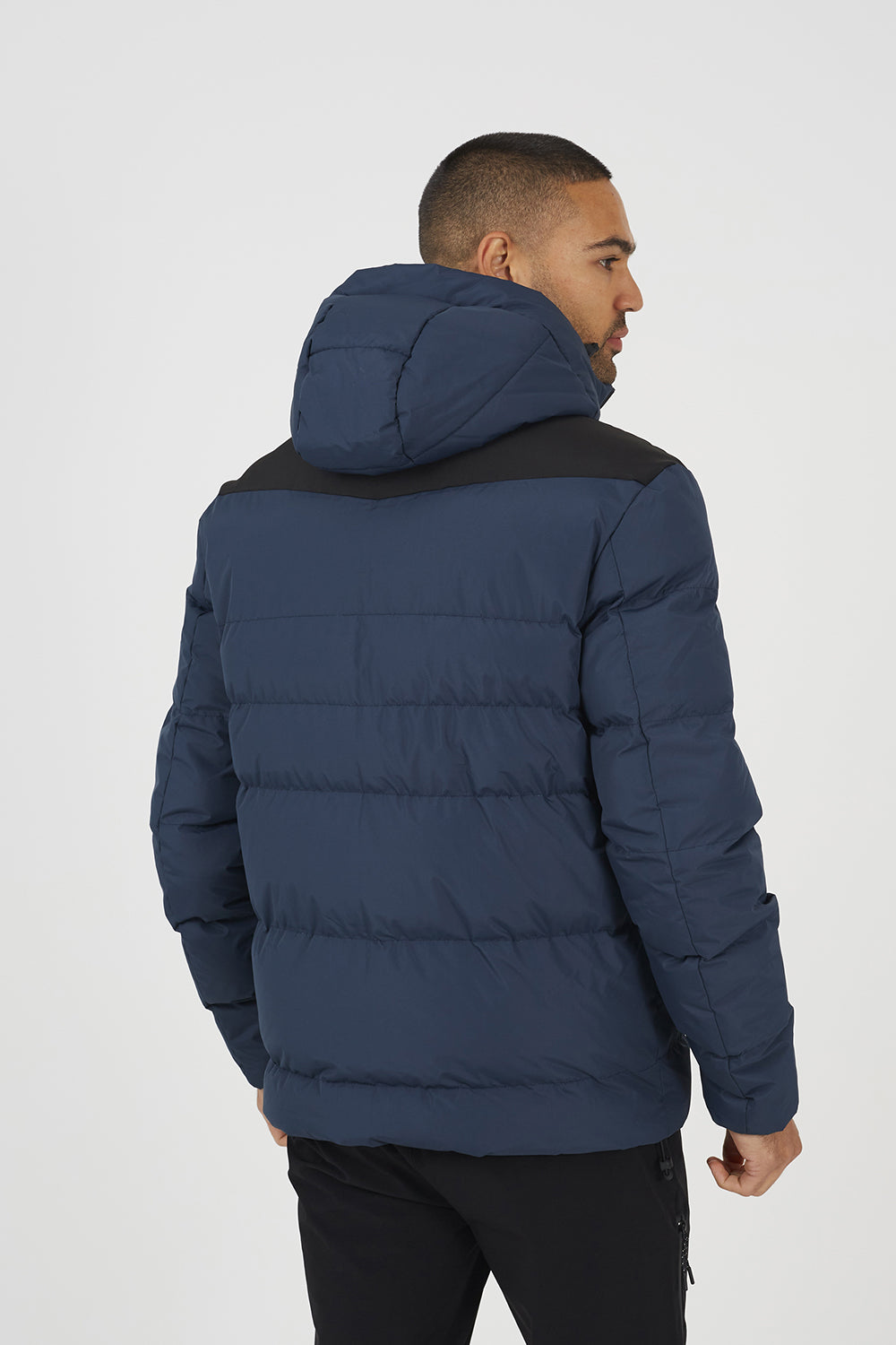 Brave Soul Blue Padded Quilted Hooded Jacket - Blue Image 2