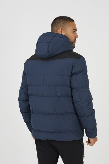 Brave Soul Blue Padded Quilted Hooded Jacket - Blue Image 2