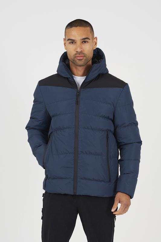 Brave Soul Blue Padded Quilted Hooded Jacket - Blue Image 1