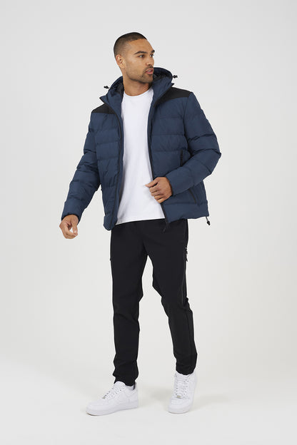 Brave Soul Blue Padded Quilted Hooded Jacket - Blue Image 3