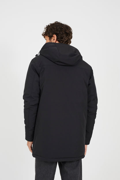 Brave Soul Black Quilted Soft Shell Hooded Parka Jacket - Black Image 2