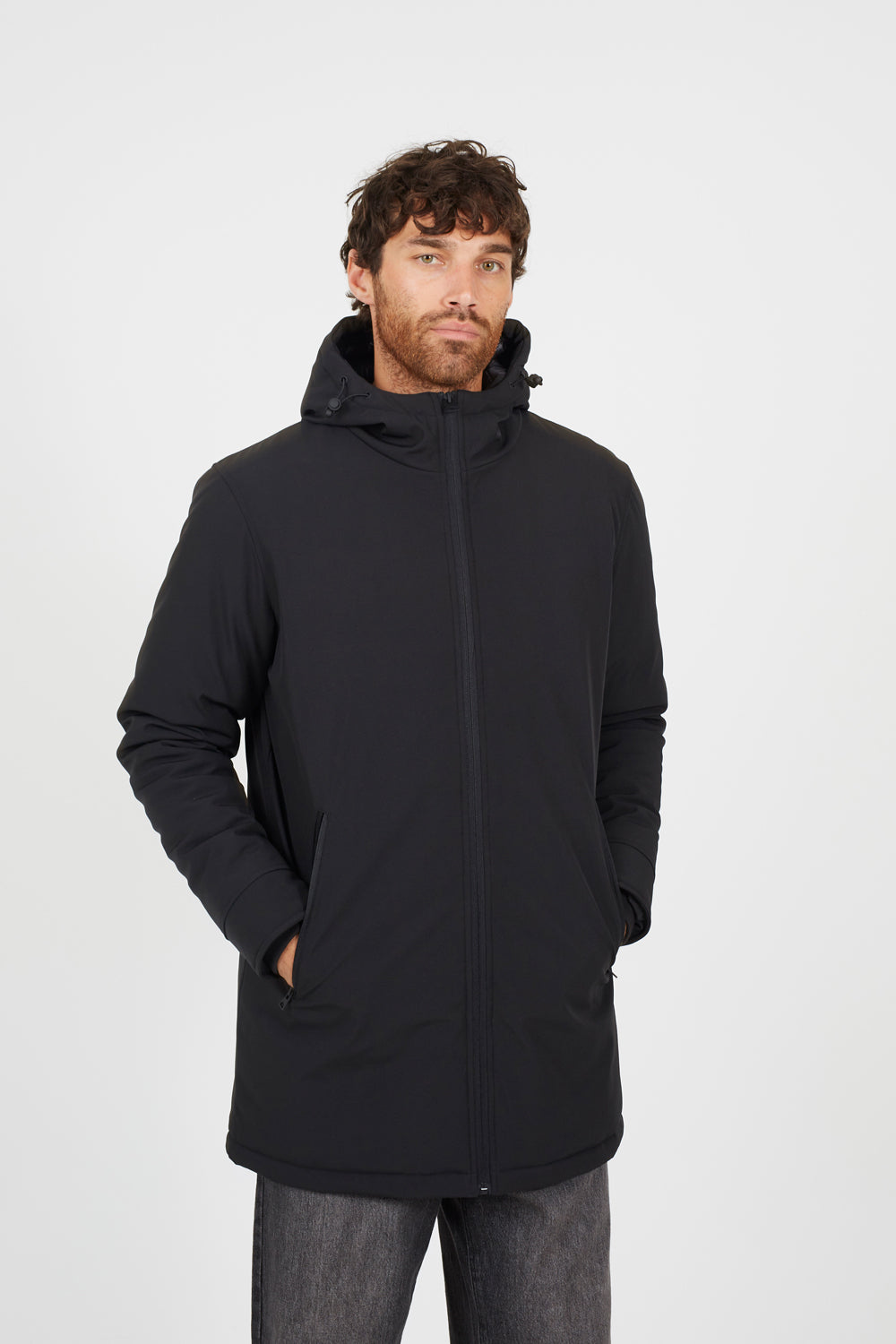 Brave Soul Black Quilted Soft Shell Hooded Parka Jacket - Black Image 1