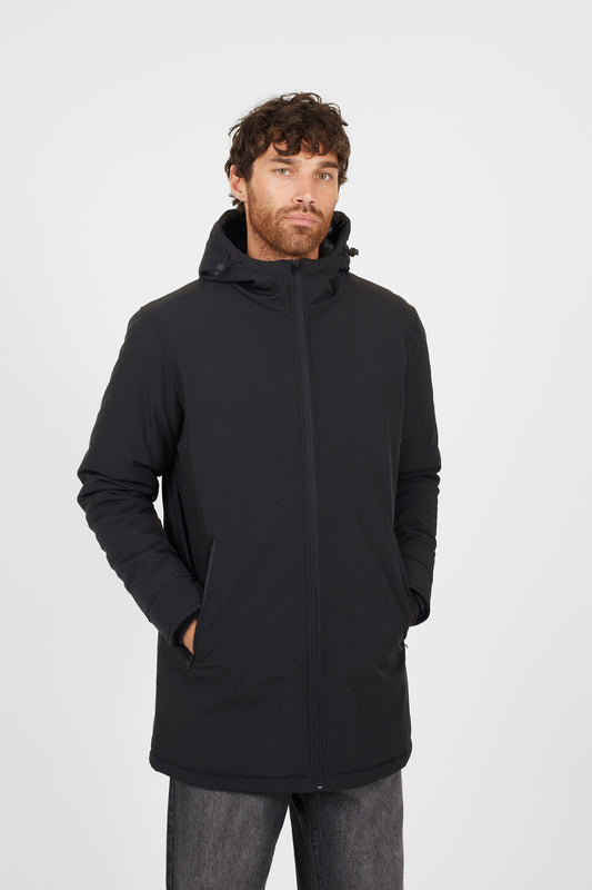 Brave Soul Black Quilted Soft Shell Hooded Parka Jacket - Black Image 1