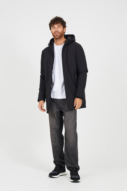 Brave Soul Black Quilted Soft Shell Hooded Parka Jacket - Black Image 3