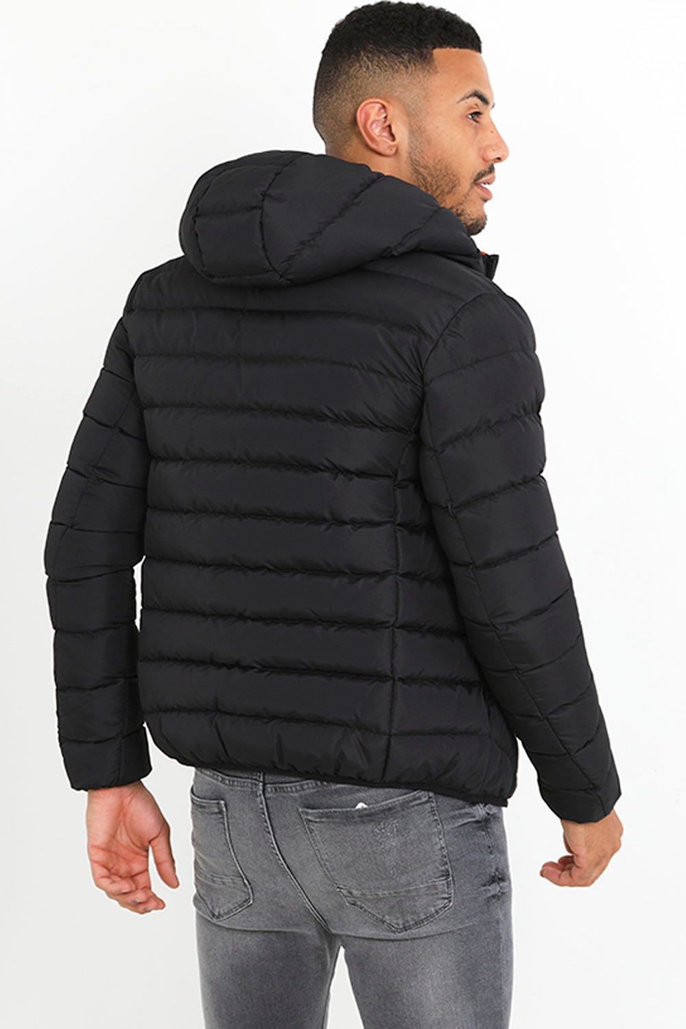 Brave Soul Black Hooded Padded Jacket - Black Image 2