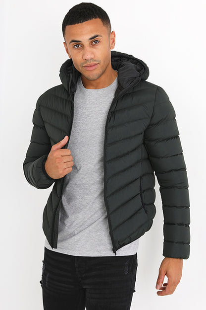 Brave Soul Khaki Hooded Padded Jacket - Khaki Image 1
