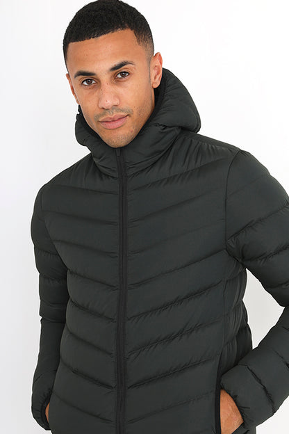 Brave Soul Khaki Hooded Padded Jacket - Khaki Image 3