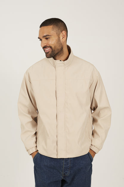 Brave Soul Stone Funnel Neck Oversized Jacket - Stone Image 1