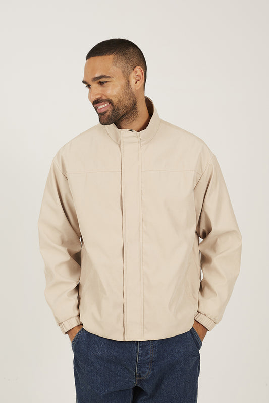 Brave Soul Stone Funnel Neck Oversized Jacket - Stone Image 1