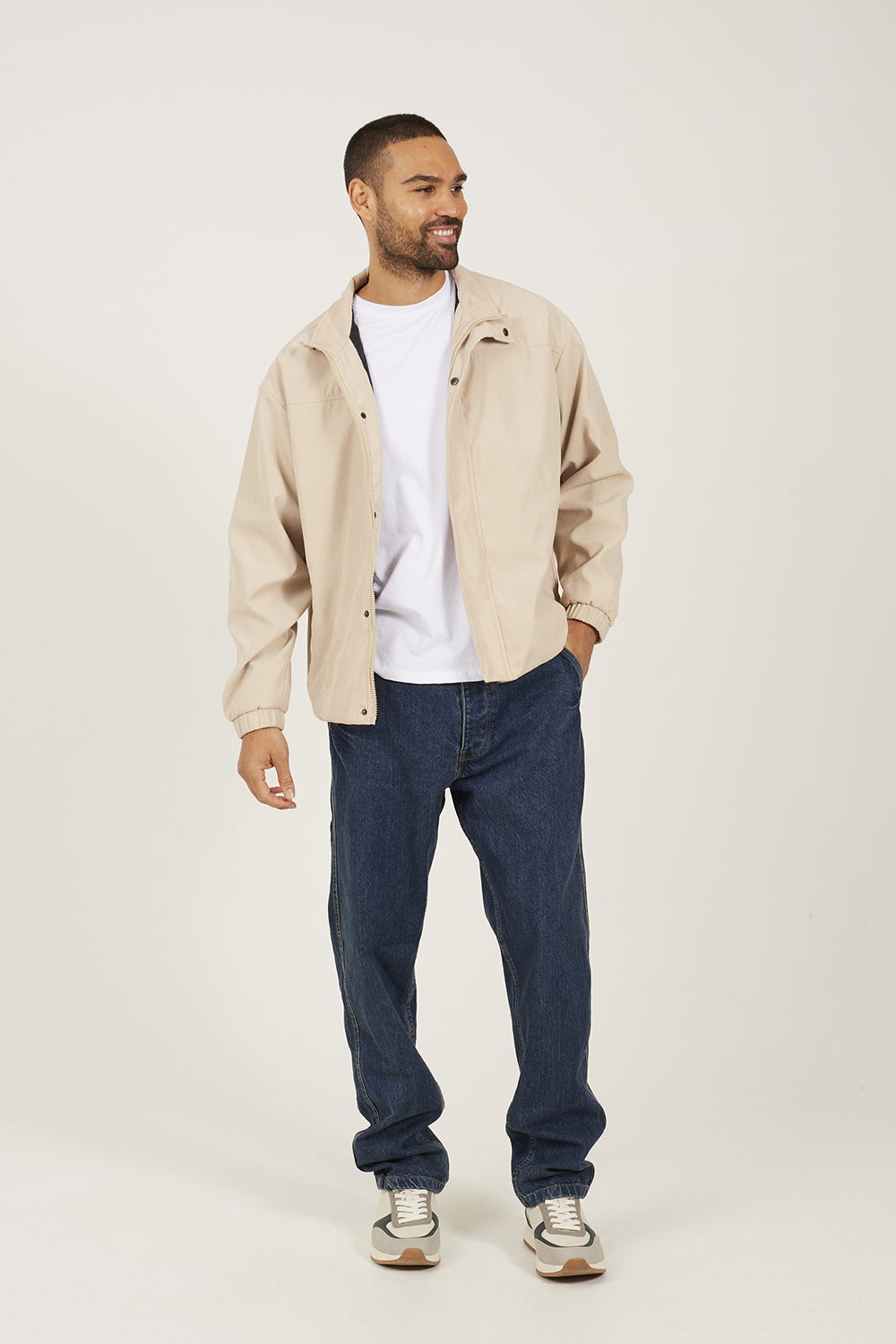 Brave Soul Stone Funnel Neck Oversized Jacket - Stone Image 3