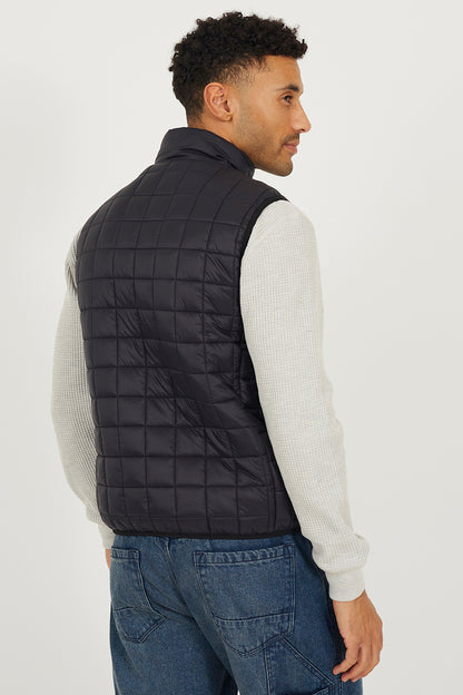 Brave Soul Black Lightly Padded Box Quilted Gilet - Black Image 2