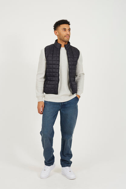 Brave Soul Black Lightly Padded Box Quilted Gilet - Black Image 3