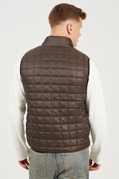 Brave Soul Dark Brown Lightly Padded Box Quilted Gilet - Dark Brown Image 2
