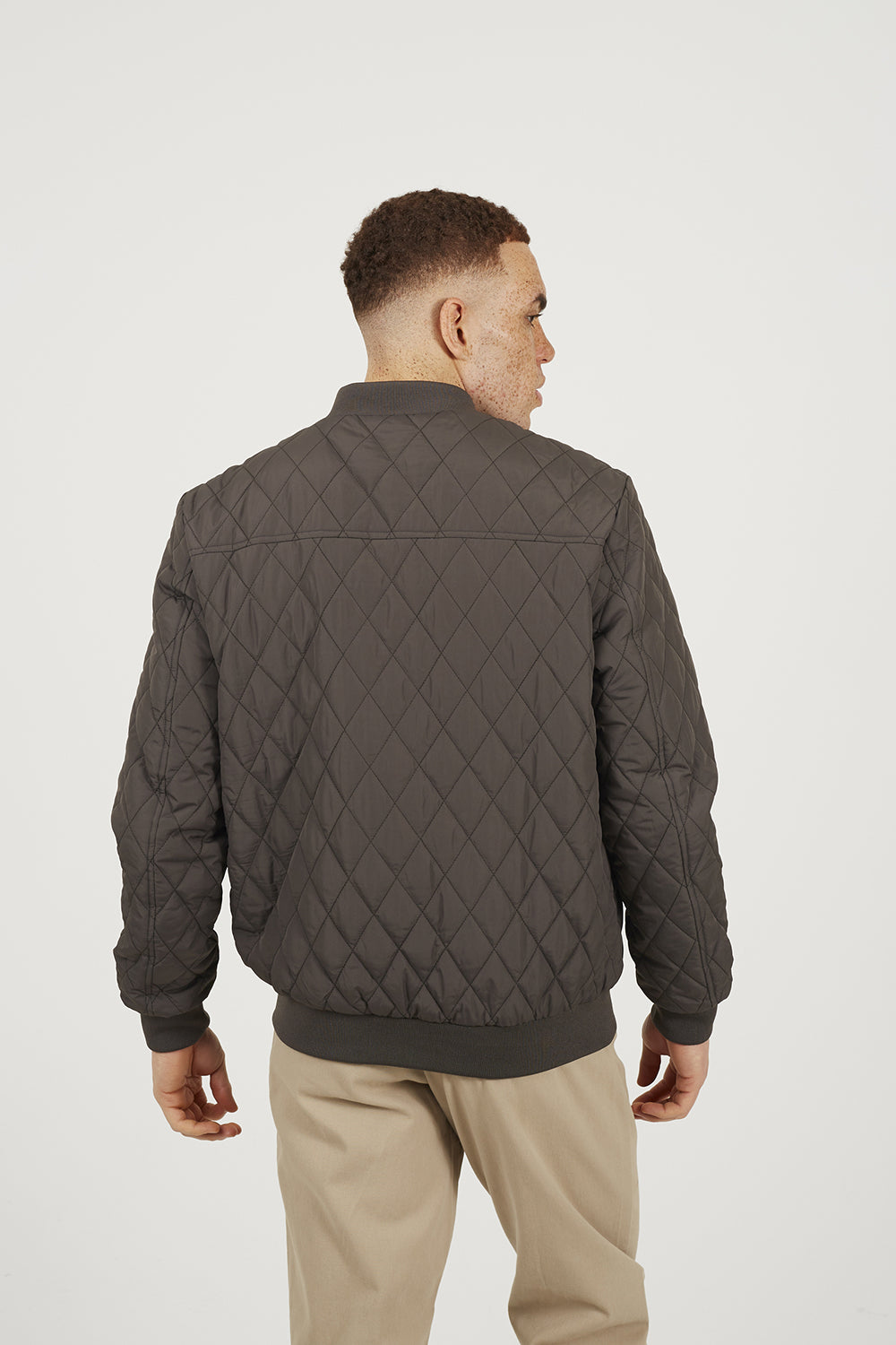 Brave Soul Brown Diamond Quilted Bomber Jacket - Brown Image 2