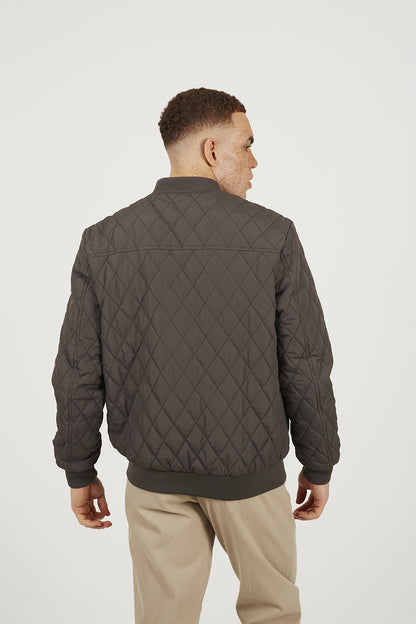 Brave Soul Brown Diamond Quilted Bomber Jacket - Brown Image 2