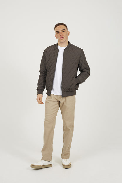 Brave Soul Brown Diamond Quilted Bomber Jacket - Brown Image 3