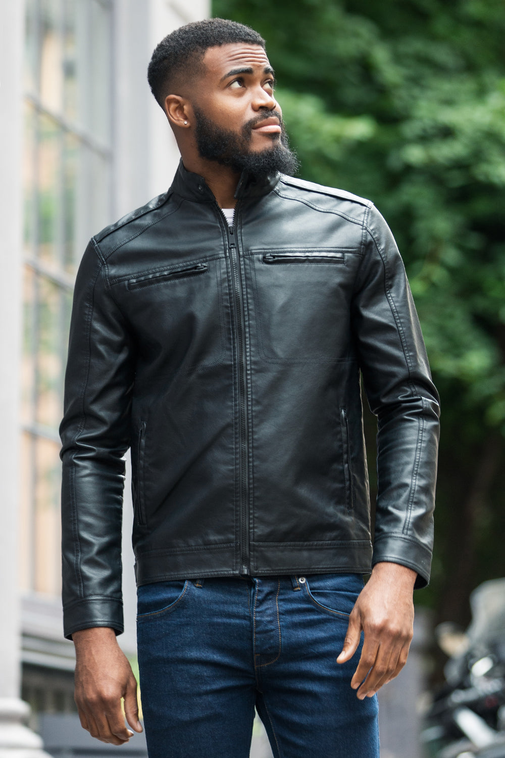 Brave Soul Black Faux Leather Biker Jacket - Black Image 1