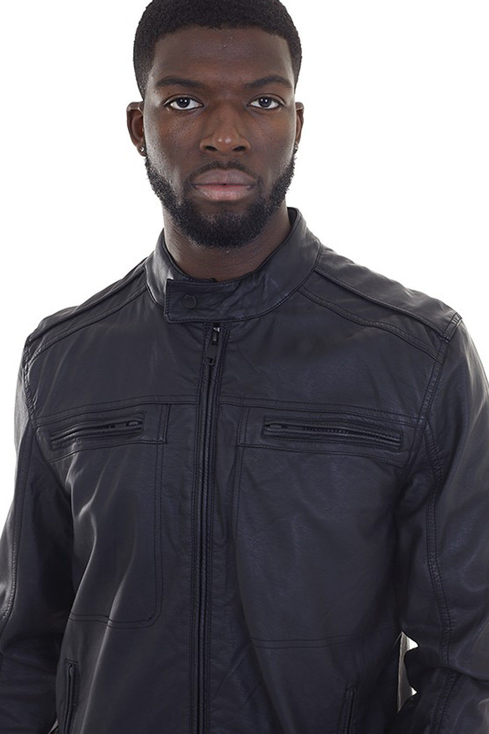 Brave Soul Black Faux Leather Biker Jacket - Black Image 3