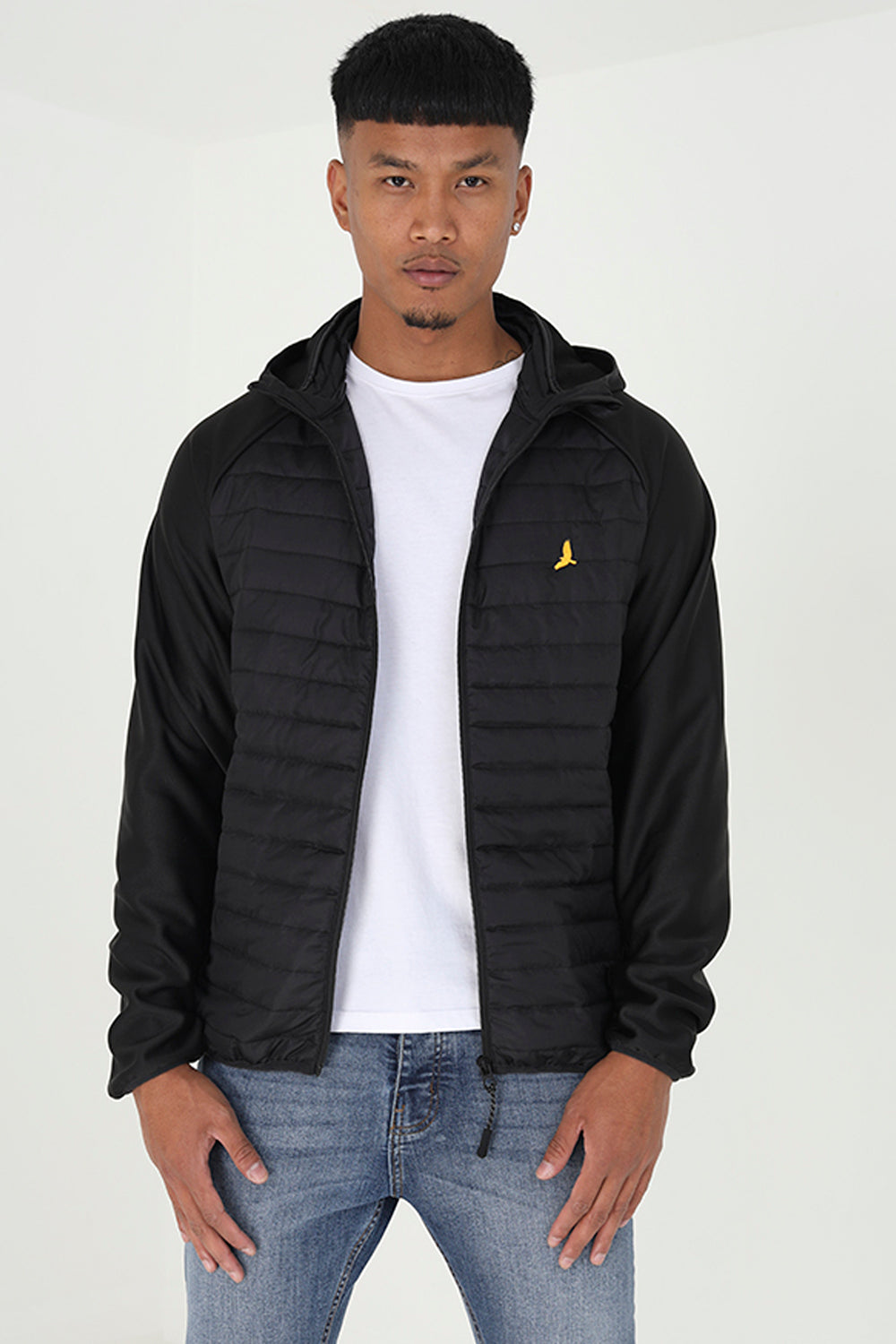 Brave Soul Black Lightly Padded Hooded Jacket - Black Image 1