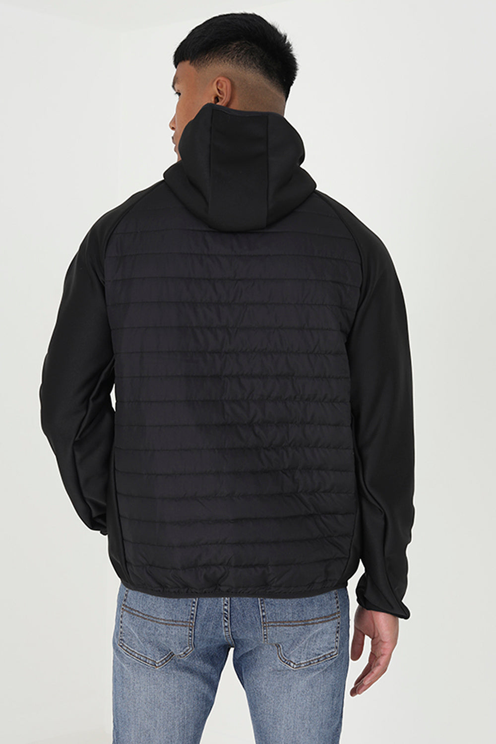 Brave Soul Black Lightly Padded Hooded Jacket - Black Image 2
