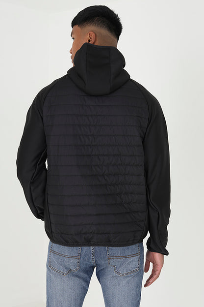 Brave Soul Black Lightly Padded Hooded Jacket - Black Image 2