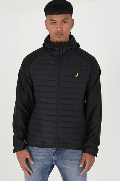 Brave Soul Black Lightly Padded Hooded Jacket - Black Image 3