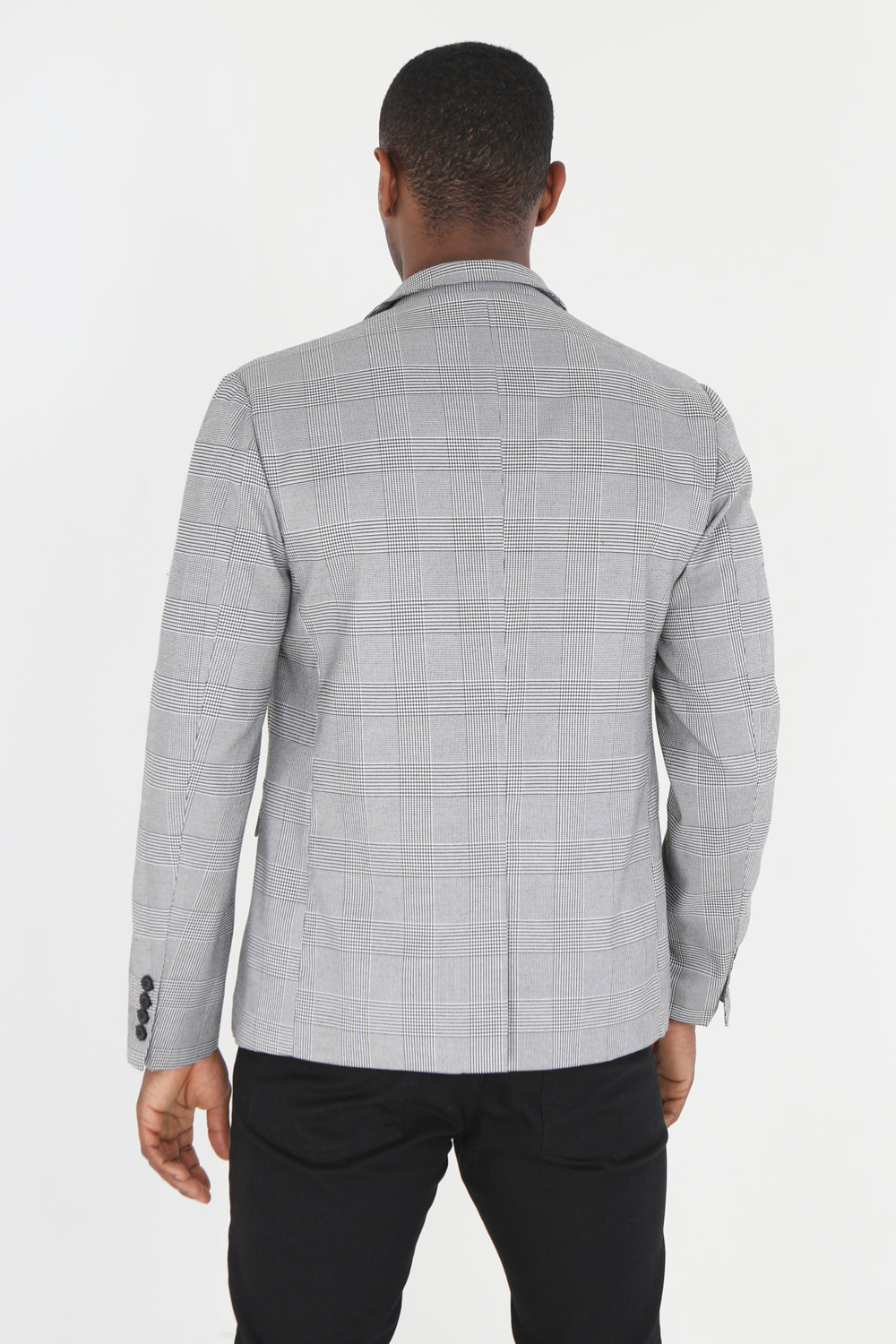 Brave Soul Light Grey Single-Breasted Check Blazer - Light Grey Image 2