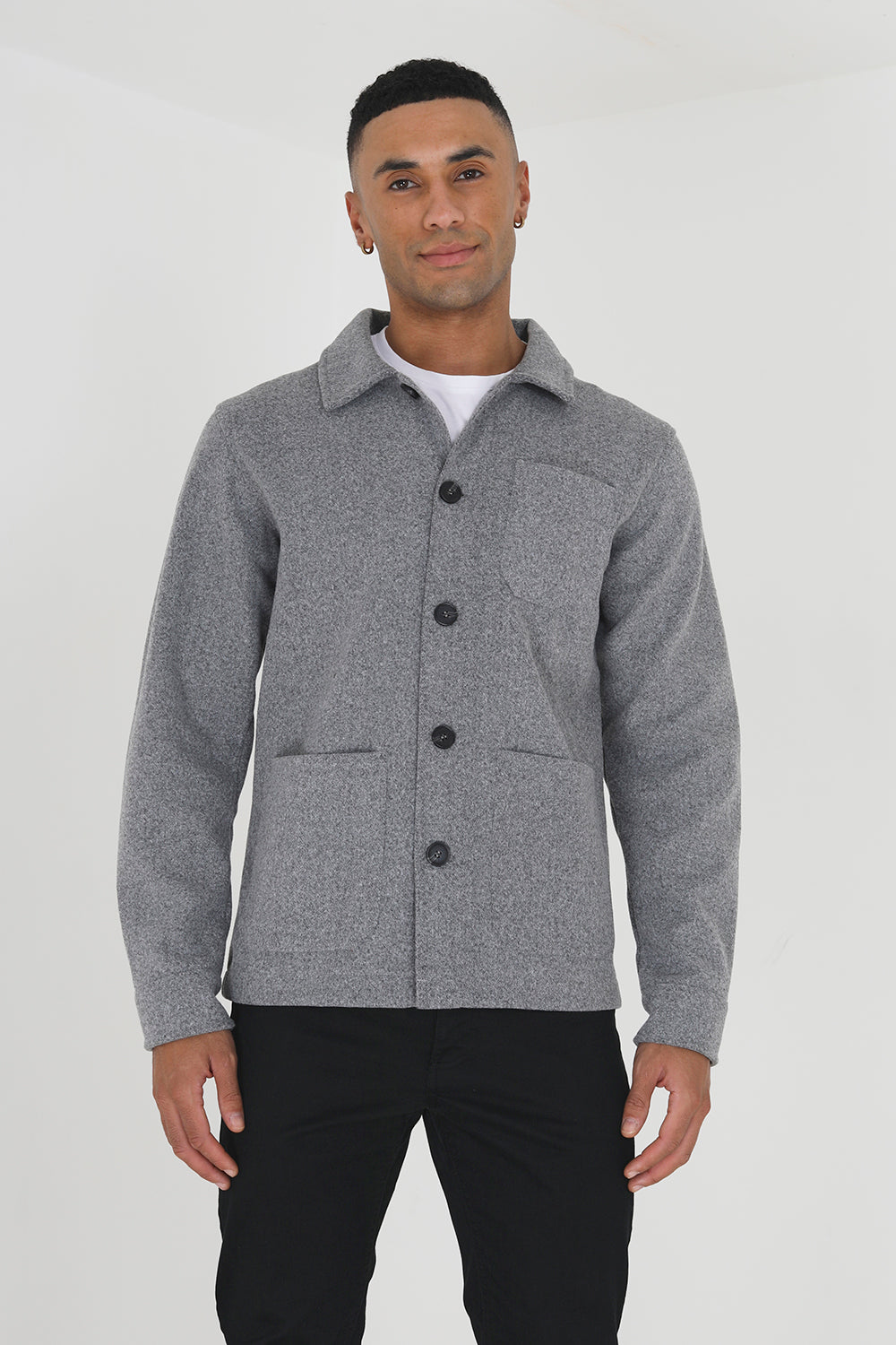 Brave Soul Grey Patch Pocket Button Through Shacket - Grey Image 1