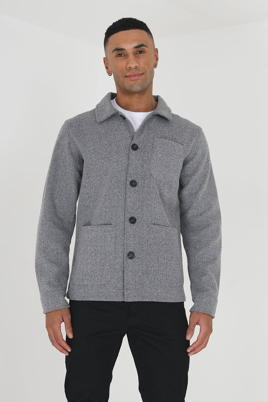 Brave Soul Grey Patch Pocket Button Through Shacket - Grey Image 1