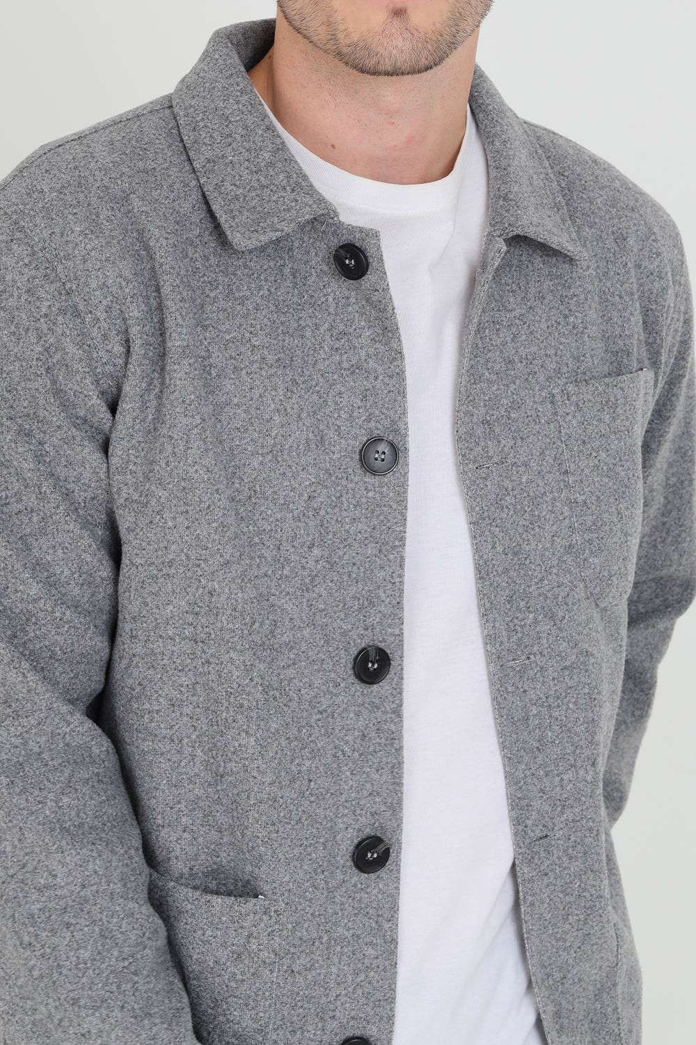 Brave Soul Grey Patch Pocket Button Through Shacket - Grey Image 3
