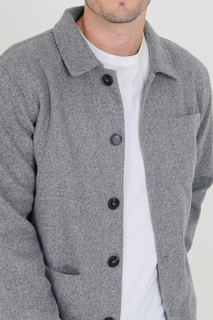 Brave Soul Grey Patch Pocket Button Through Shacket - Grey Image 3