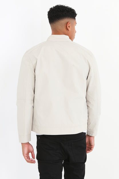 Brave Soul Stone Zip Through Biker Jacket - Stone Image 2