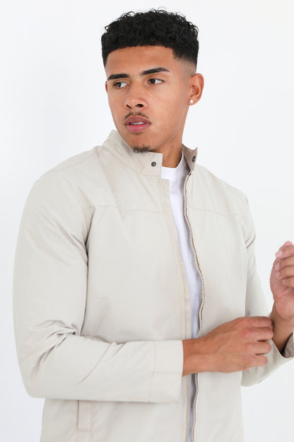 Brave Soul Stone Zip Through Biker Jacket - Stone Image 3