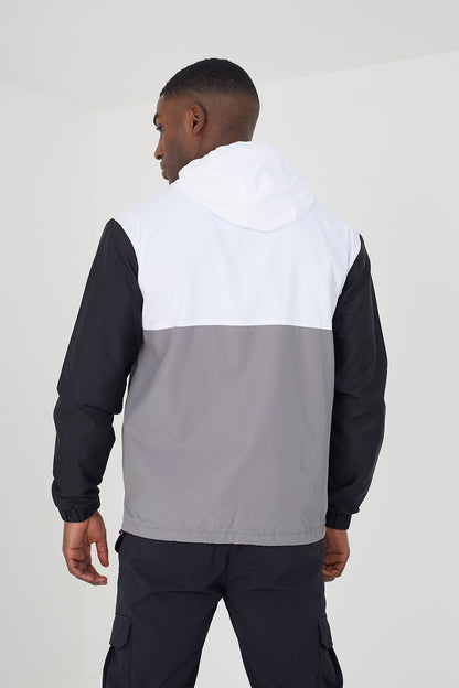 Brave Soul Grey Colourblock Hooded Windrunner Jacket - Grey Image 2